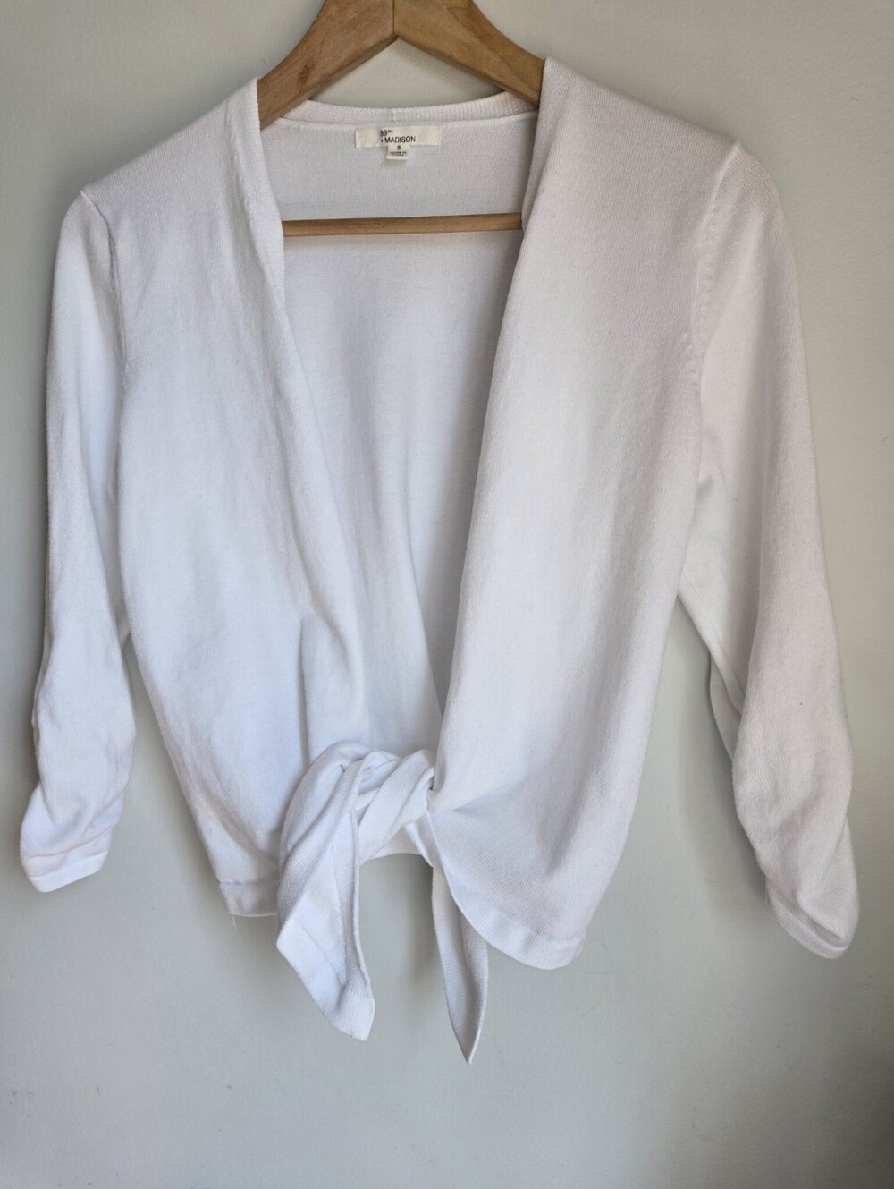 89th + MADISON White Tie-Front Cardigan